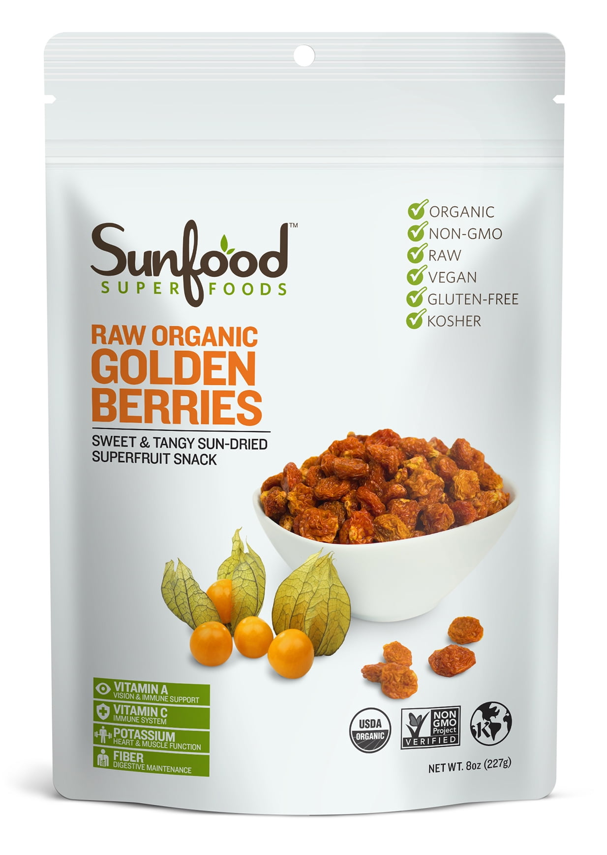 Sunfood Superfoods Organic Golden Berries, 8.0 Oz
