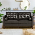 thumbnail image 7 of ACMEASE Premium Faux Leather Loveseat Sofa with Two Bolster Pillows and Tufted Backrest, Dark Brown, 7 of 7