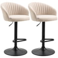 thumbnail image 2 of HOMCOM Adjustable Bar Stools Upholstered Kitchen Stools with Linen Touch Fabric, Steel Frame, Set of 2, Beige and Black, 2 of 6