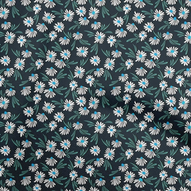 oneOone Georgette Viscose Blue Fabric Floral Craft Projects Decor Fabric Printed By The Yard 42 Inch Wide
