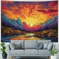 thumbnail image 4 of GOSMITH  Sun Mountain Tapestry Trippy Forest Tree Tapestry Vintage Aesthetic Plant Tapestry Magic River Wall Tapestry Nature Landscape Tapestry Wall Hanging for Bedroom Painting, 4 of 6