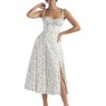 thumbnail image 2 of Fashion Print Bustier Sundress Drawstring Lace Sleeveless Dress For Women, 2 of 5
