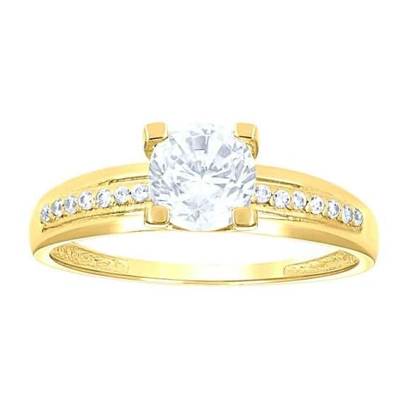 14k 14kt Yellow Gold Womens Cubic Zirconia Polished Finish Engagement Ring