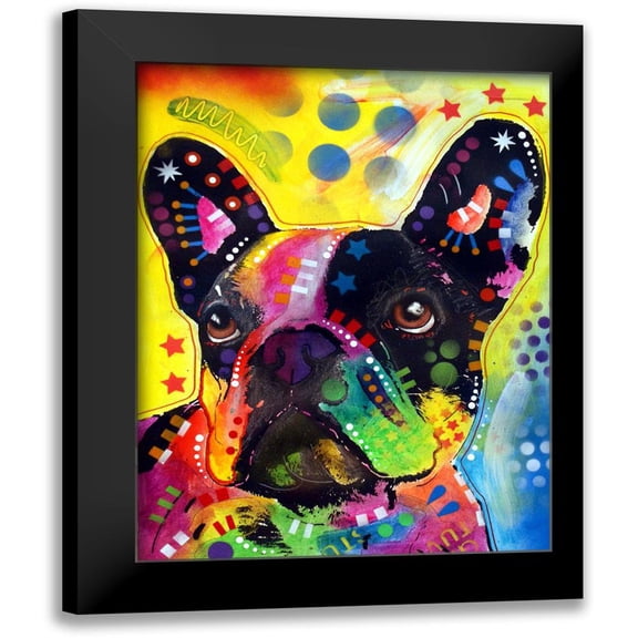 Dean Russo Collection 12x14 Black Modern Framed Museum Art Print Titled - French Bulldog 2