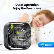 TOPK USB Desk Fan, Mini Fan, Strong Airflow & Quiet Operation, Three-Speed Wind Small Cooling Fan, 360° Rotatable Head for Home Office Table and Desktop
