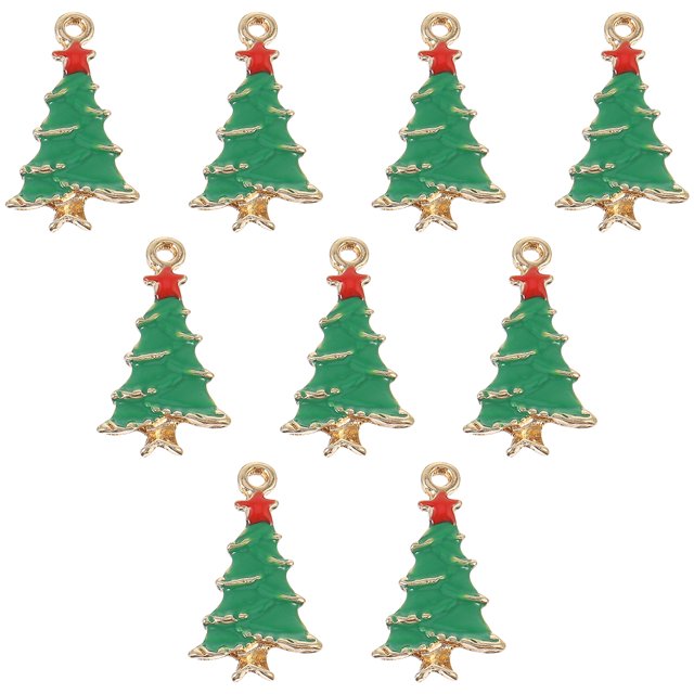 10 piezas de árboles de Navidad Charms colgantes de colaboración de navidad material de manifas Material