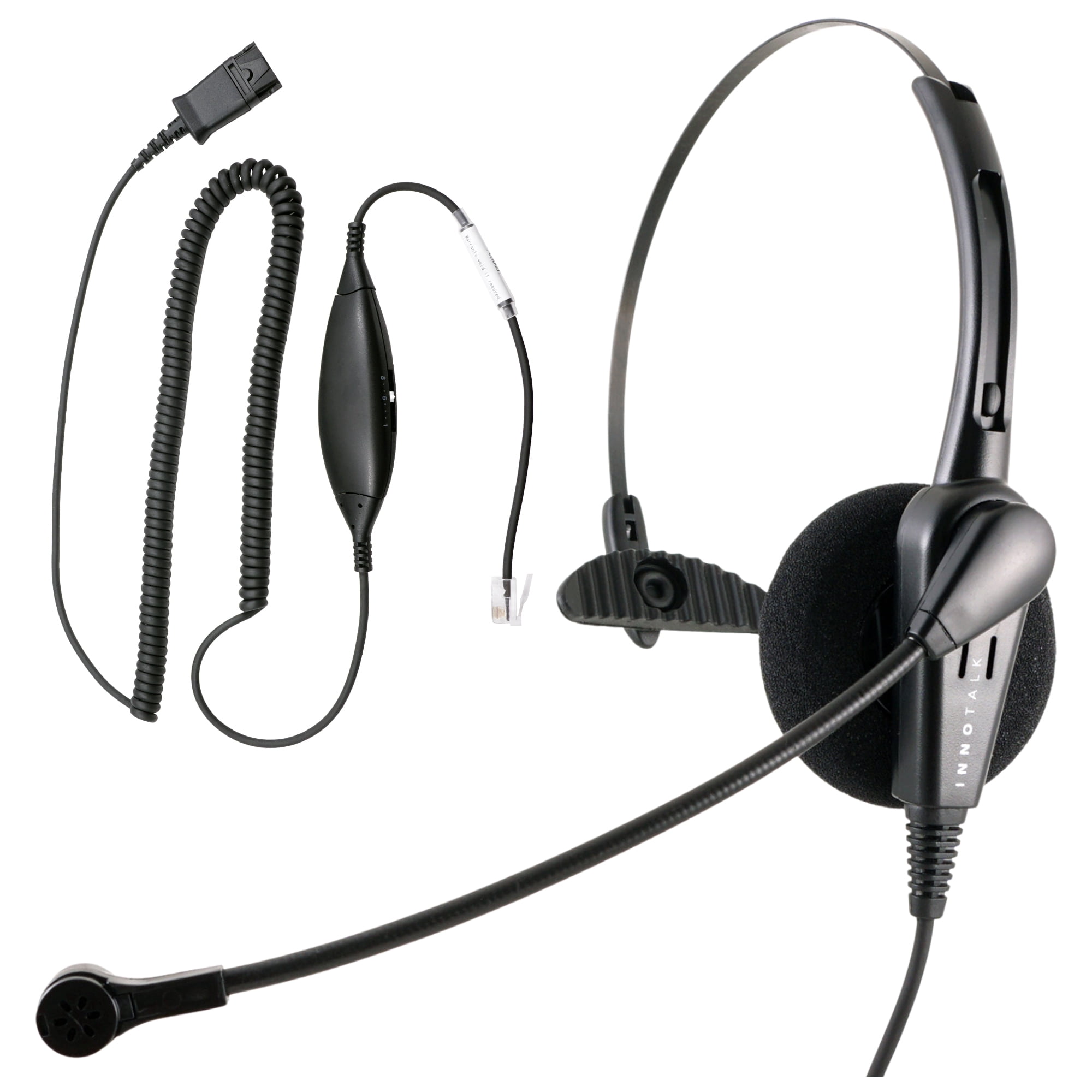 RJ9 Phone Headset - Cost Effective Monaural Headset with Smart Cord for Cisco Avaya Polycom and Most Phones