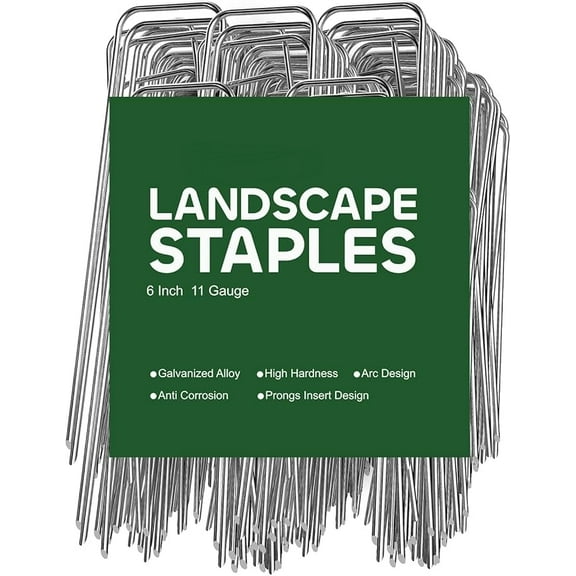 100 Pcs of 6 Inches Heavy Duty Galvanized Steel Garden Stakes for Securing Landscape Fabric, Ground Netting, and Fences