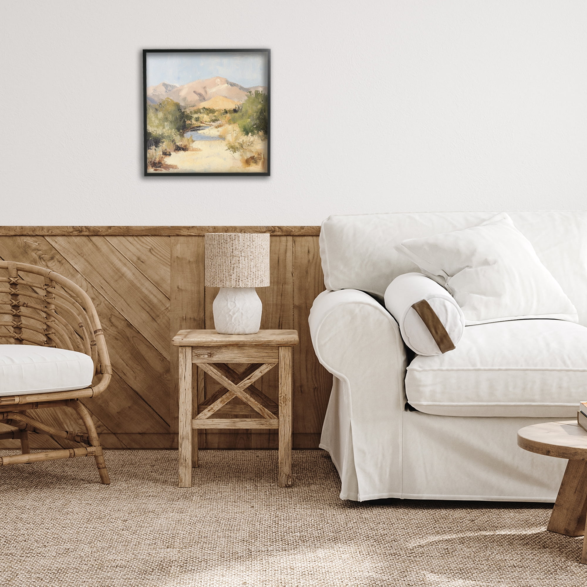 Stupell Industries Beige Desert Mountain Stream Black Framed Giclee Art, design by Petal Prints Design