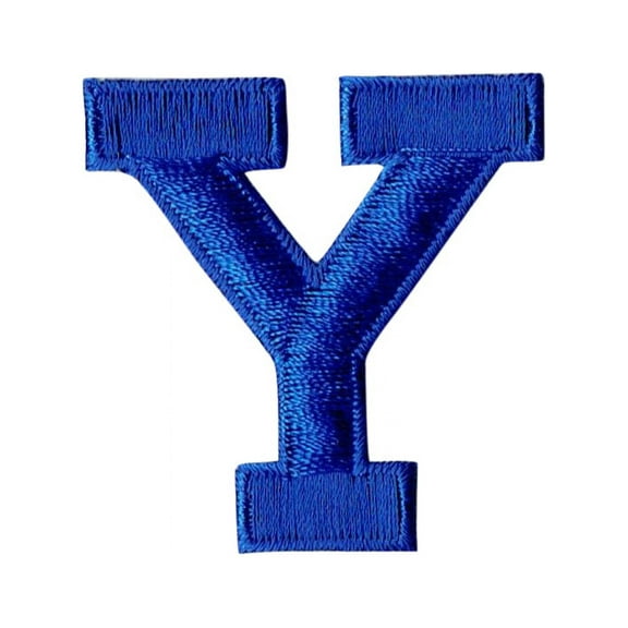 Alphabet Letter - Y - Color Royal Blue - 2" Block Style - Iron On Embroidered Applique Patch