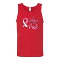 thumbnail image 2 of In October We Wear Pink Awareness Mens Graphic Tank Top, Red, Large, 2 of 3
