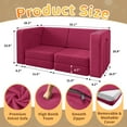thumbnail image 3 of Kids Sofa Couch 10PCS, Linor Modular Toddler Couch for Playroom, Dutch Velvet Multifunctional Play Couch Sofa for Kids, Rose Red, 3 of 8