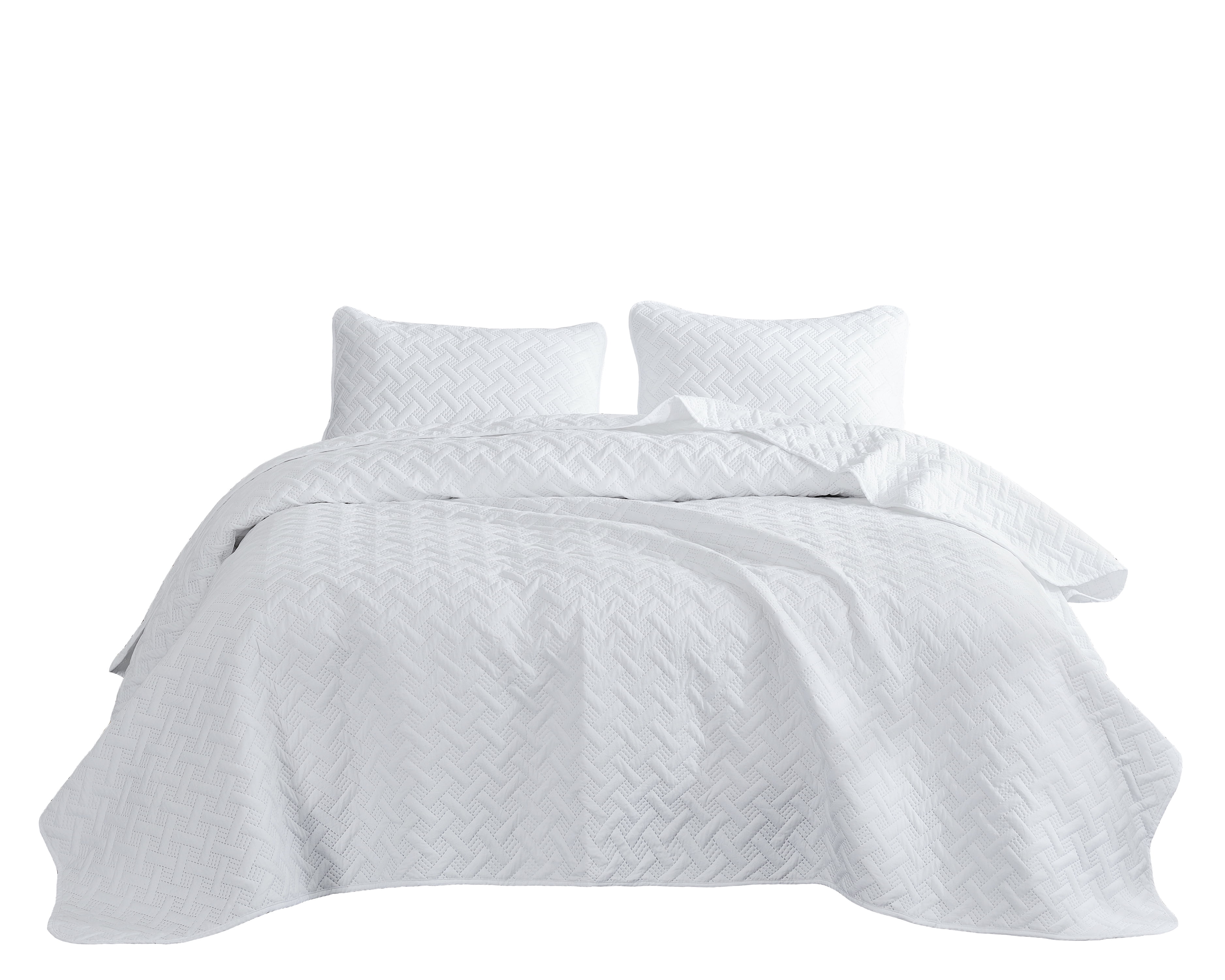 Bedding Bed Cover 3pc Quilted Coverlet Set Stonish Bedspread Stone-Washed