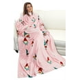 thumbnail image 3 of Catalonia Wearable Blanket with Sleeves and Pocket, Cozy, Soft Fleece Blanket Robe for Adult Women and Men in Pink Christmas Dwarf Pattern, 73" x 51", 3 of 7