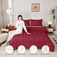 thumbnail image 3 of Manfei Minimalist Plaid Queen Comforter Set,Modern Grid Comforter Sets Queen,Dark Red White,Reversible,3pcs,1 Comforter and 2 Pillowcases,3pcs,1 Comforter and 2 Pillowcases, 3 of 7