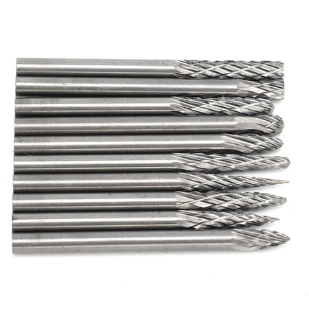 

10Pcs Tungsten Steel Grinding Head Double Groove Milling Drill Bit Cutter Rotary File 3x3mm