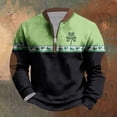 thumbnail image 4 of Penkiiy Men's St Patrick's Day 1/4 Zipper Collar Sweatshirt Shamrock Irish Long Sleeve Shirt XL Army Green, 4 of 4