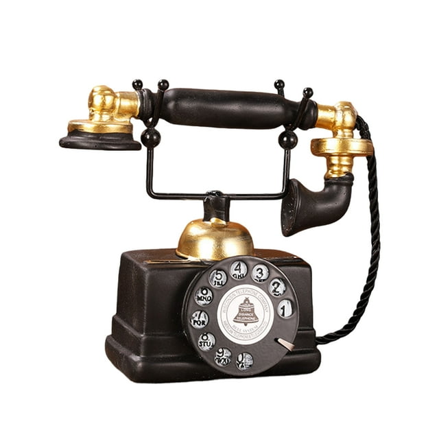 Yuarrent Modelo de teléfono vintage de resina, de teléfono de cabina , adorno antiguo, accesorios de decoración de teléfono vintage. Decoración del hogar bronce
