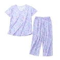 thumbnail image 1 of Kcodviy Ensemble de Pyjama pour Femmes Court Pyjama d'Été pour Dames Haut à Manches Pantalon Capri Pyjama d'Automne pour Femmes Tenue de Nuit Grande Taille, 1 of 8