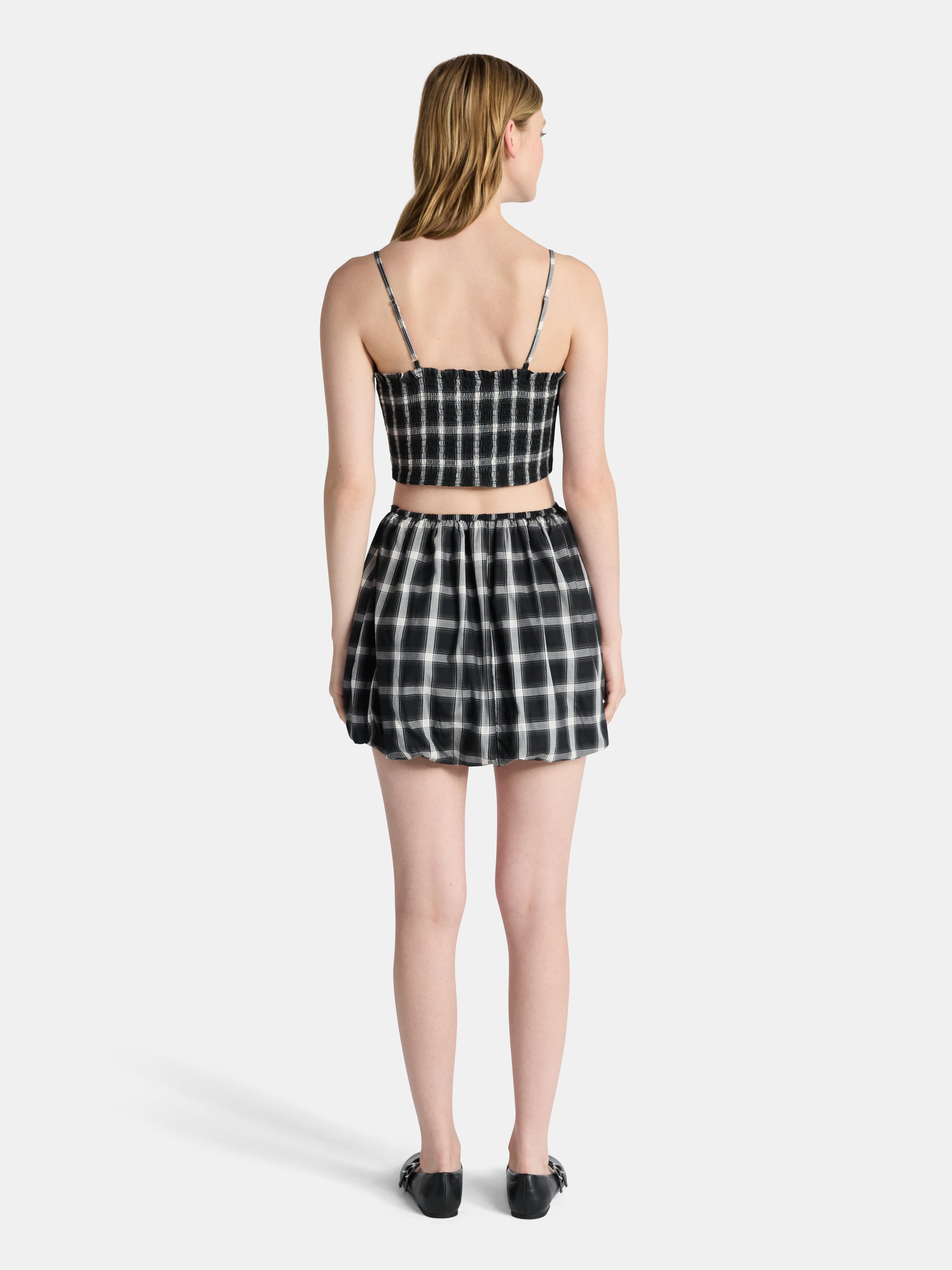 No Boundaries Cotton Cami and Mini Bubble Skirt Set, 2-Piece, Women's Sizes XXS-XXL