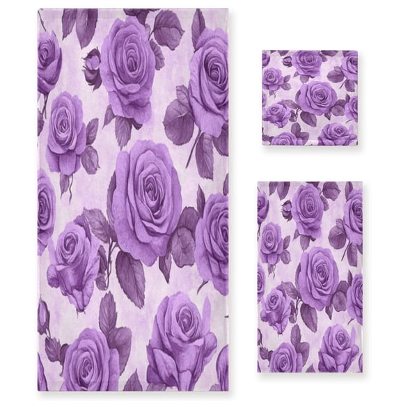 Three-Piece Towel Set Face Towel Towel Set Hand Towel Bath Towel Cotton Bath Towels Bath Towel Sets Hand Bath Towels Purple Rose4