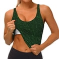 thumbnail image 3 of Picia Emerald Green Sparkling Sports Bra for Women,Padded Strappy Sports Bras Medium Support Yoga Bra with Removable Cups,Running Yoga Bra-XX-Large, 3 of 9