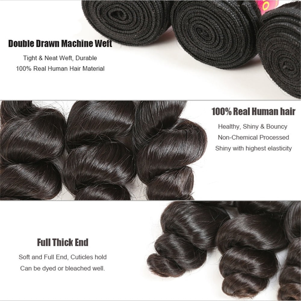 Human Hair Bundles Loose Wave Weave Bundles Natural Color 1/3/4 Bundles Brazilian Remy Hair Extension for Women