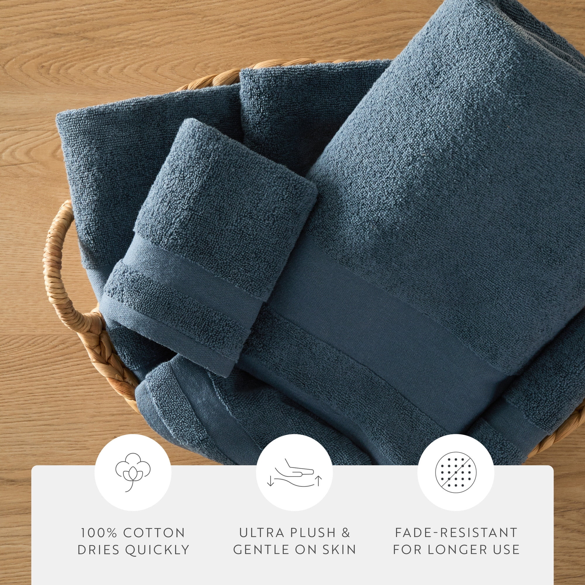 Luxury Hotel 4-Piece Bath Towel Set in Navy - Soft and Absorbent for Quick Drying by Comfort Canopy