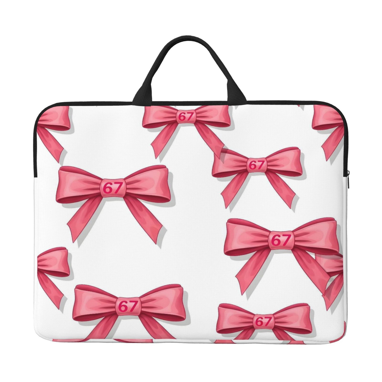 Laptop Sleeve Bag For Women Men 14inch Waterproof Durable Protective Computer Carrying Cover Handle Laptop Case Bag Pink Ribbon Pattern 67 (3)