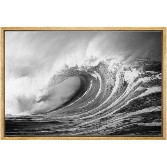 wall26 Floating Framed Canvas Wall Art for Living Room, Bedroom Black and White Water Canvas Prints for Home Decoration Ready to Hang - 24x36 inches