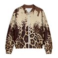 thumbnail image 4 of SCRAWLGOD Leopard Print Splash Beige Brown Women's Zip Up Lightweight Hoodless Jacket with Pockets Casual Long Sleeve Crewneck Outerwear Fashion Comfortable Sweatshirt, M, 4 of 7