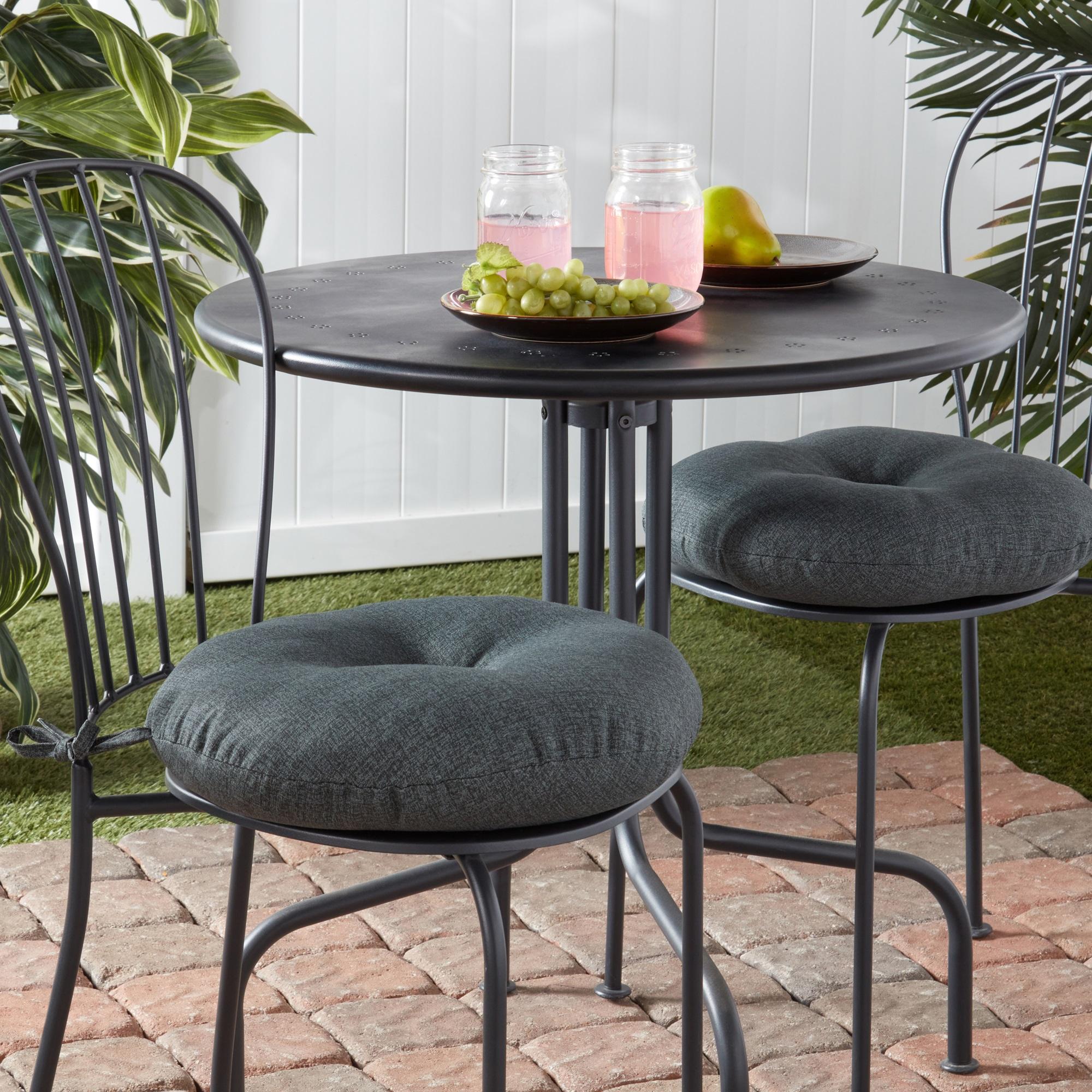 Greendale Home Fashions Carbon 15 in. Round Outdoor Reversible Bistro Seat Cushion (Set of 2) - image 2 of 6