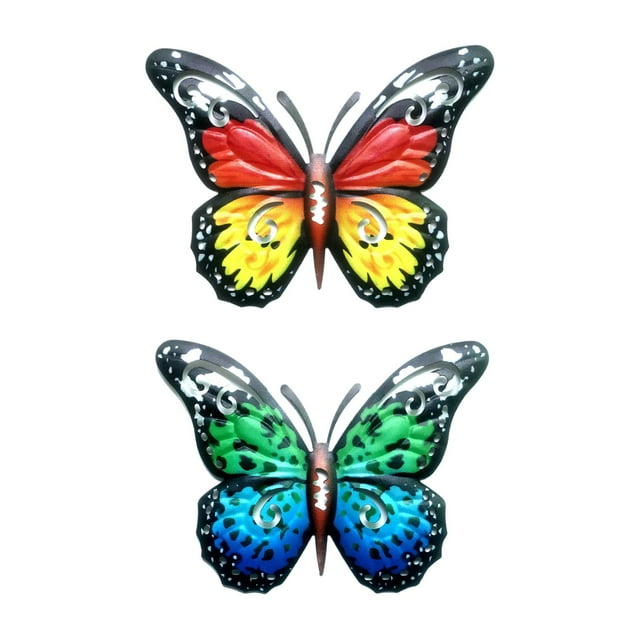 jifeng 2 Pieces Creative Butterfly Wall Sculpture Figurine Home Outdoor Patio Decor