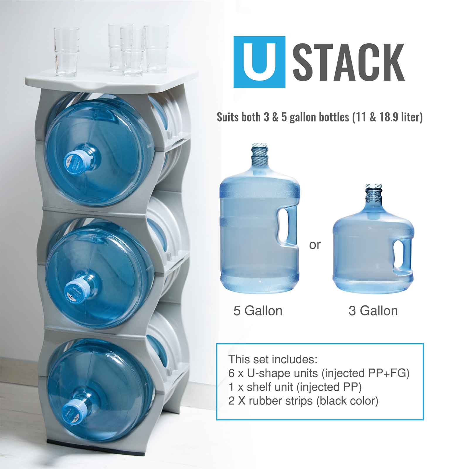 Water Bottle Organizer, Toffos Stackable 3 Pack 𝐖𝐢𝐝𝐞𝐧 Cabinet