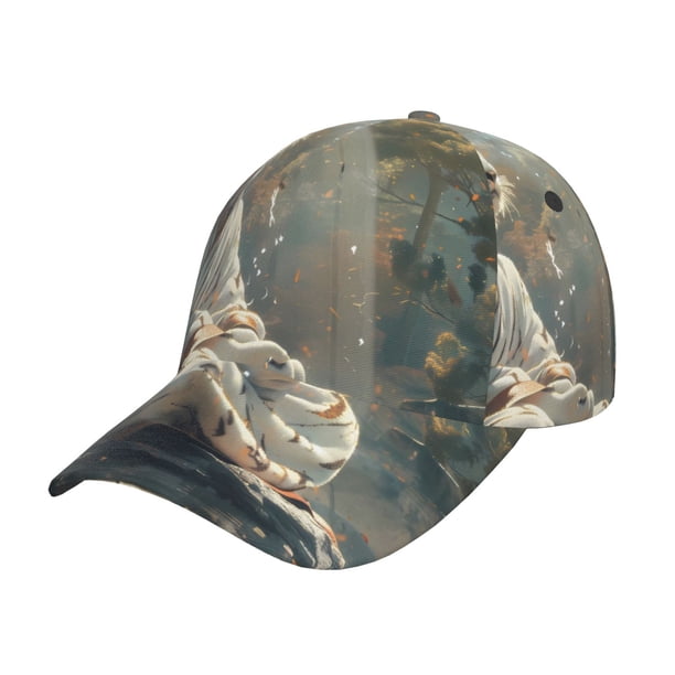 Fotbe Forest Meditating White Tiger Gorro Clásico de Béisbol, Gorra Ajustable con Broche Snapback, Gorro de Exterior de Algodón Suave