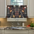 thumbnail image 2 of Yayeee Kitchen Curtains Tier Pair Light Filtering 27"x24" Rod Pocket Short Cafe Window Panel, Black Floral Pattern, 2 of 7
