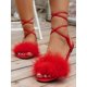 thumbnail image 1 of Women's Flat Sandals, Fashionable, Fluffy, Casual, Strappy, Beach Slippers, Plus Size, opean And American Style, 1 of 5