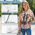 thumbnail image 6 of Uourmeti Bow Tie Butterfly Florals Horse Zip Up Hoodie with Pockets Long Sleeve Lightweight Comfy Casual Outerwear for Girls Teens Size 6-9, 6 of 7
