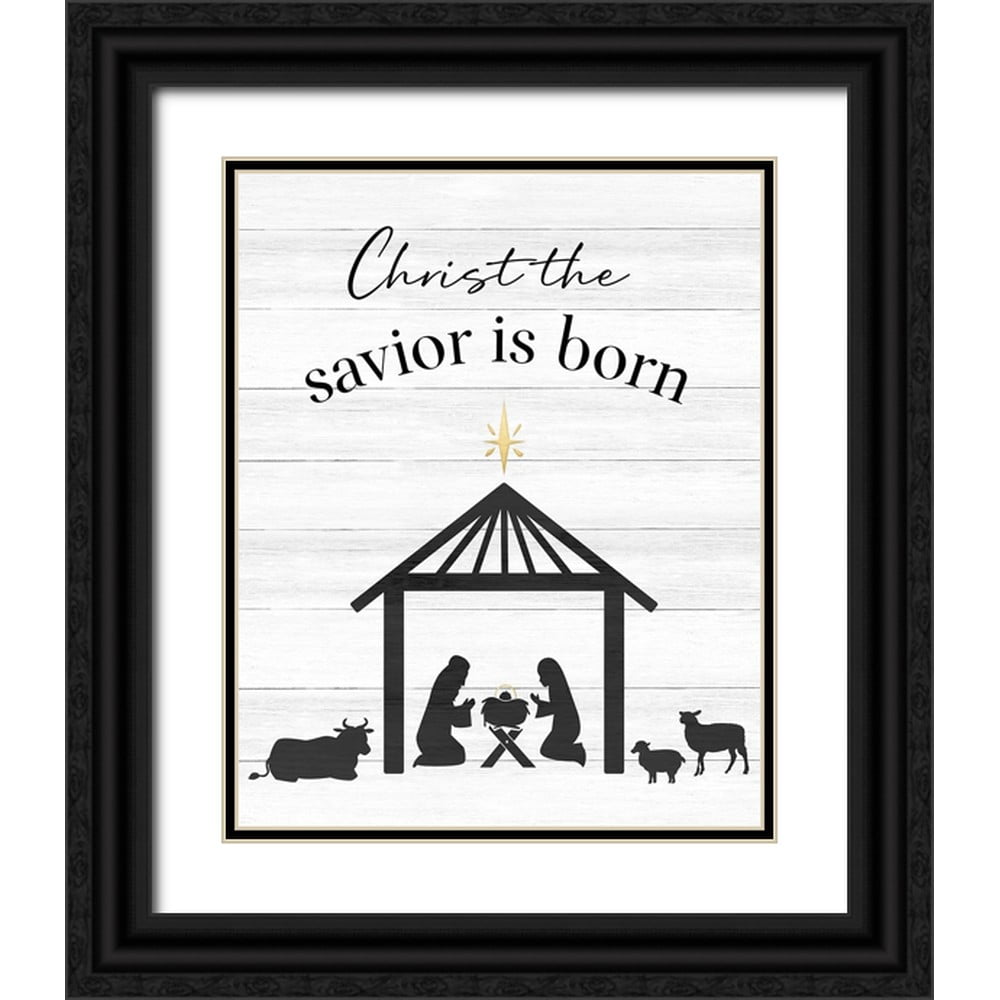 CAD Designs 15x18 Black Ornate Wood Framed with Double Matting Museum Art Print Titled - The Savior Is Born