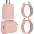 thumbnail image 1 of Chenchen Super Fast Charger USB C，2-Pack 25W Type C Charger Fast Charging with 6Ft Cable Compatible with Galaxy S23 Ultra/S23+/S22/S21/S20/Phone 15/15 Plus/15 Pro Max (Pink), 1 of 1