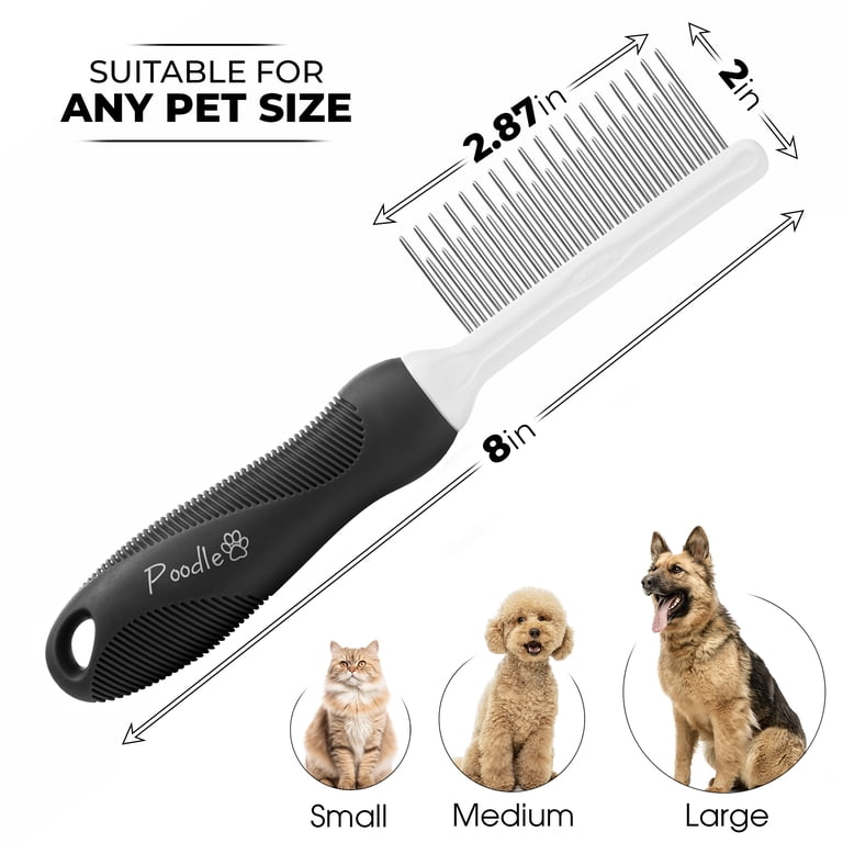 Metal Pet Comb, Long & Short Stainless Steel Teeth photo 3