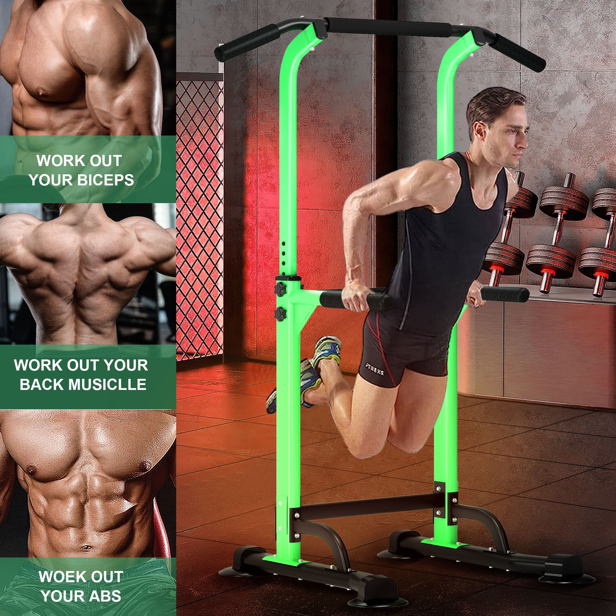 SogesPower Adjustable 83"H Pull up Bar Power Tower Multifunctional Fitness Station for Home