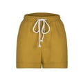 thumbnail image 5 of biudgviw Summer Shorts for Women Cuffed Hem Cotton Linen Shorts with Pockets Drawstring High Waisted Beach Vacation Casual Shorts, 5 of 6