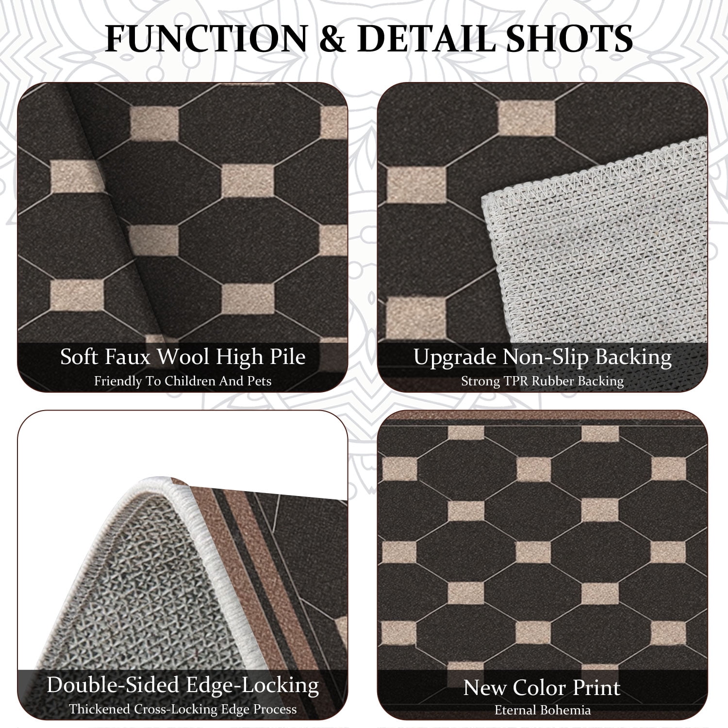 TECHVIDA Kitchen Rugs 2 Piece,kitchen mats for floor, Non-Slip Machine Washable Rugs,Vintage Kitchen Mat for Hallway Laundry Room Sink