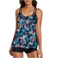 thumbnail image 2 of Sakmal Bathing Suit for Women Tankini Swimsuits Blue Floral 2 Piece Tummy Control Swimsuit for Women 2024, 2 of 5