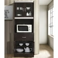 thumbnail image 3 of Pemberly Row Tall 24" Wide China Kitchen Cabinet with Microwave Storage in Chocolate Gray, 3 of 5