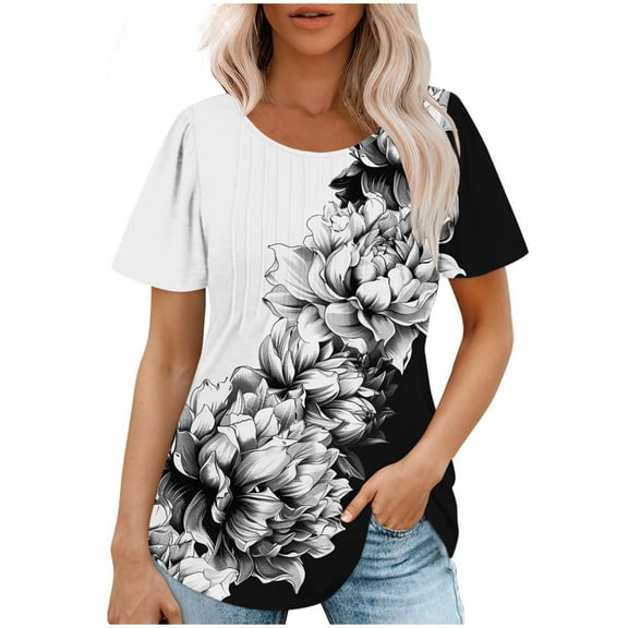 White Blouse for Women Dressy Petite Casual Grey Shirts for Women Dressy Casual Short Sleeve Tunic Tops for Women XS