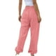 thumbnail image 4 of Pantalones de yoga de cintura alta con bolsillos para mujer: pantalones de chándal para hacer ejercicio, tejido de poliéster, cintura elástica, ropa informal para interior y exterior., 4 of 5