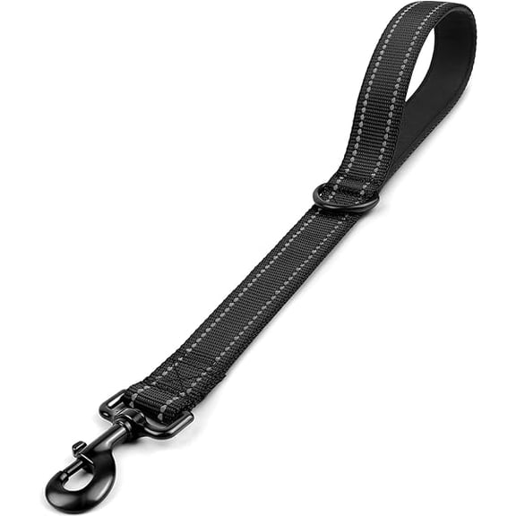 Strong Short Dog Leash 18 Inch, 1.2 Inch Wide, Heavy Duty, Padded Handle for Traffic Control, Reflective Leash for Medium and Large Dogs Walking Training, Black