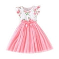 thumbnail image 2 of YWDJ Flower Girl Dress Toddler Girls New Floral Print Sleeveless Patchwork Solid Color Mesh Dress 4Y-7Y Pink 6Y, 2 of 9